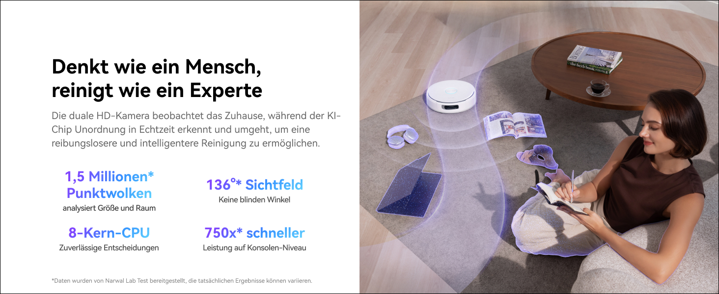 Робот-пилосос NARWAL Flow з функцією миття підлоги, система FlowWash з автоматичним самоочищенням, потужність 22000 Па, збір шерсті тварин DualFlow, миття 45-80°C та гаряче повітря, док-станція для самостійного очищення