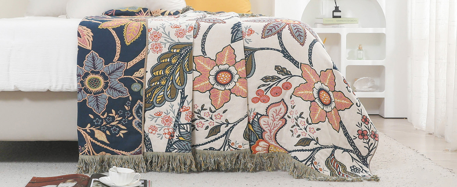 Плед Boho з 100% бавовни, стиль кантрі, 150x200 см, колір гранат