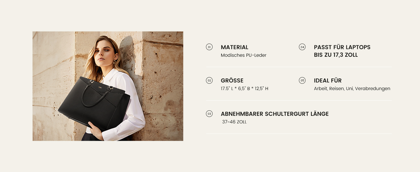 Сумка для ноутбука 17 дюймів LOVEVOOK: жіноча сумка-шоппер, робоча/шкільна сумка, велика сумочка на плече, чорна