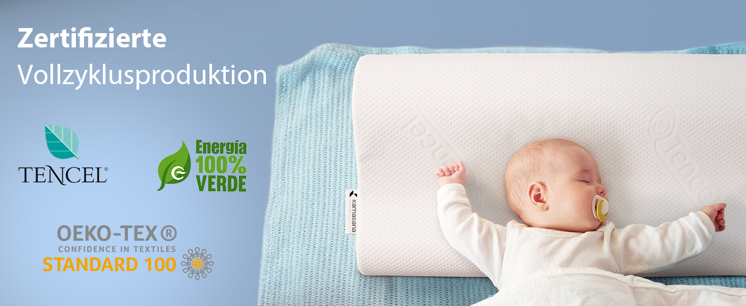 Ортопедична подушка KAMASANA для сну на боці з натурального ліоцелю, 60x40 см. Memory Foam, анатомічна, дуже жорстка