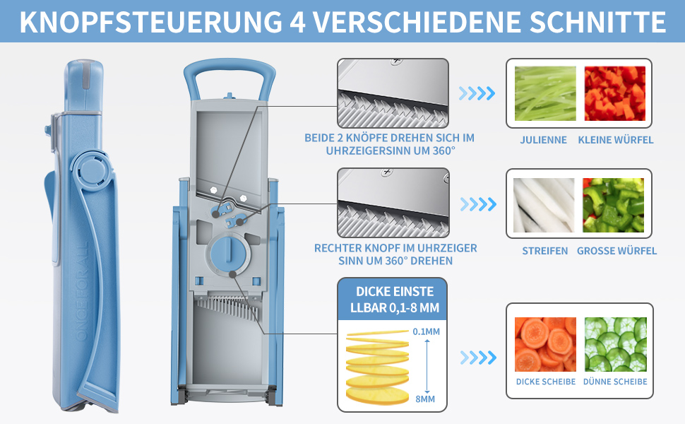 Регульований овочевий слайсер-млинчик Mandoline, овочевий слайсер, нарізчик картоплі та цибулі (блакитний)