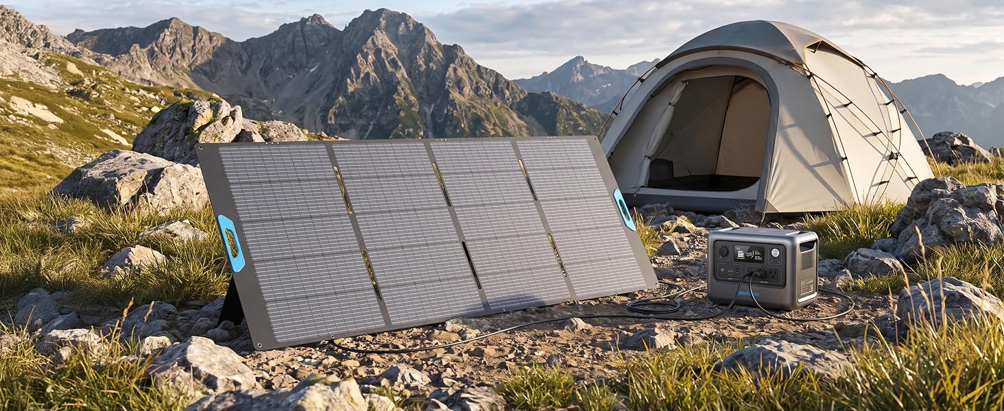 Складана монокристалічна сонячна панель 220W 26V, портативна сонячна зарядна станція (400W peak)