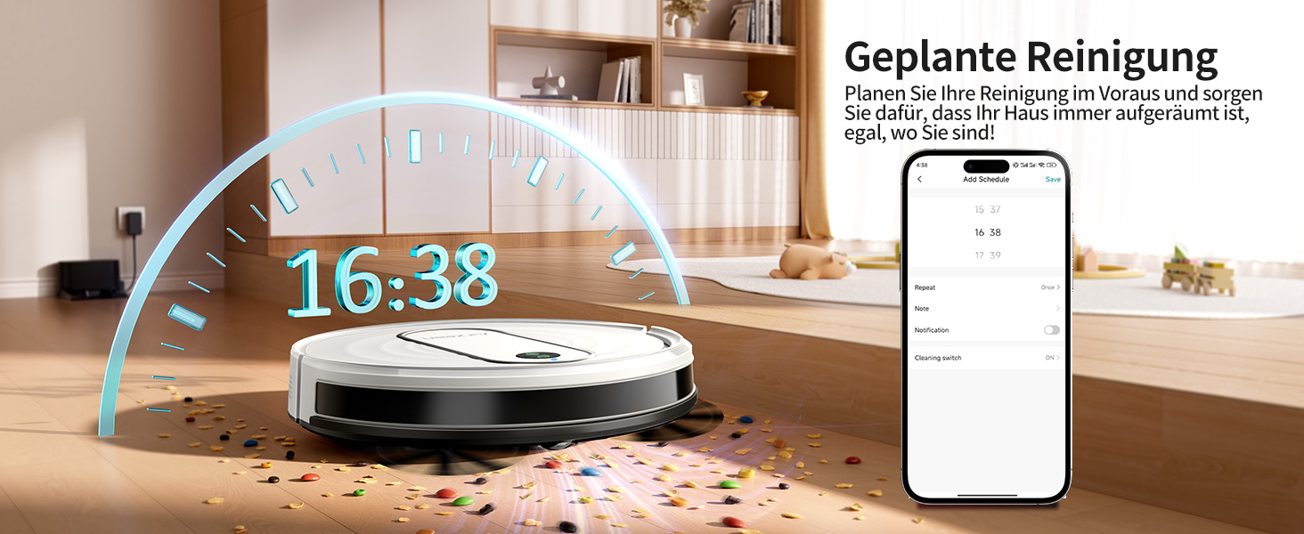 Робот-пилосос Airzeen J10 з функцією миття, 4000Pa, керування через додаток, для твердих підлог, видаляє шерсть тварин, білий