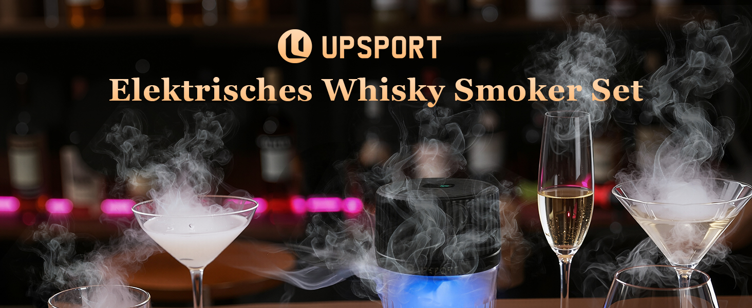 Електричний набір для копчення коктейлів з 4 режимами підсвічування, перезаряджуваний набір для диму з віскі, 6 дерев'яних стружок, без бутану, подарунок на Різдво/День народження для чоловіків, батьків, чоловіків FY01