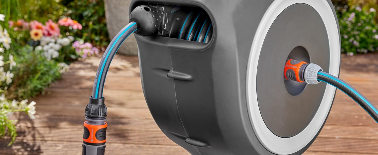 Gardena Шланг-бокс RollUp M для тераси та саду 20м: Автоматичне змотування, білий (18615-20)