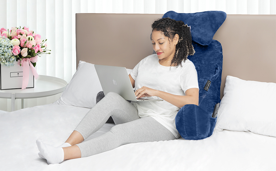 Підголовник для читання Lesekissen з регульованою підтримкою шиї та спини - сірий (Blue2)