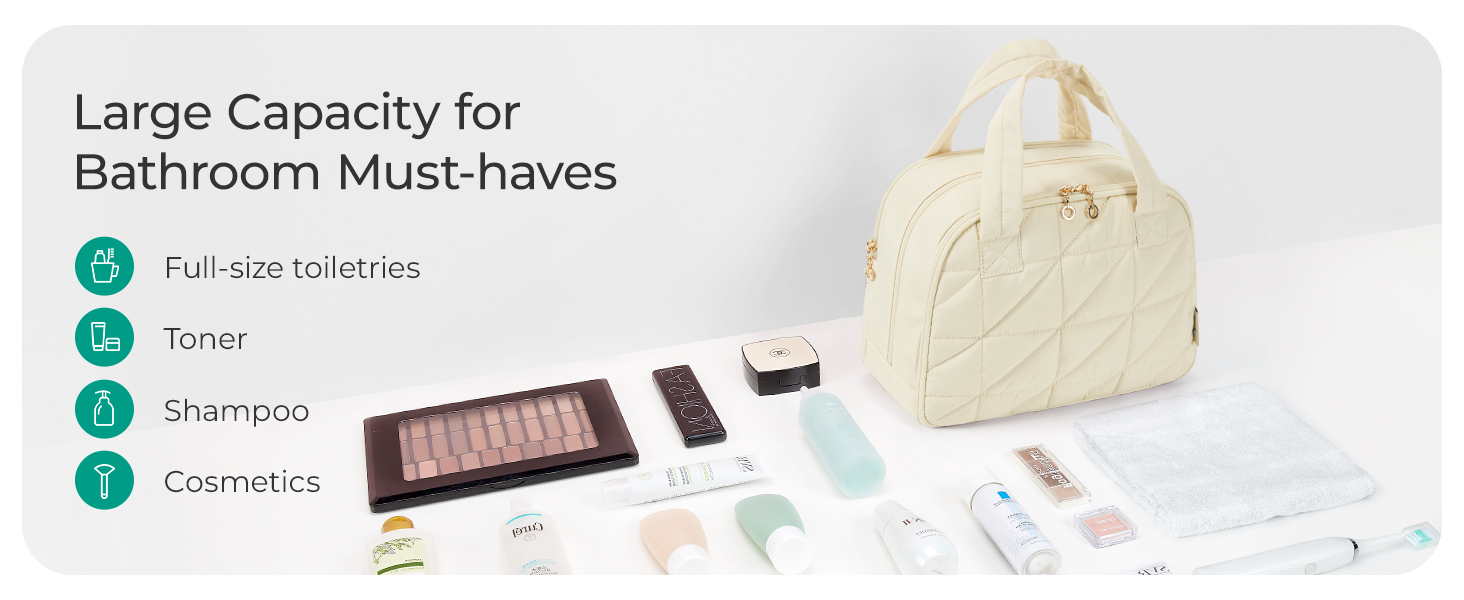 Сумка для косметики BAGSMART для жінок, велика дорожня косметичка, об'ємна косметична сумка, сумка для макіяжу та косметики з ручкою, чорна