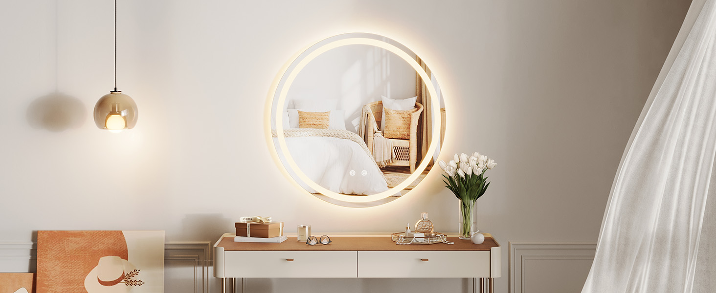 Дзеркало для ванної кімнати Porto Alegre з підсвічуванням, 60x80 см, протизапітніння, 3 кольори світла, регулювання яскравості, LED, сенсорний вимикач