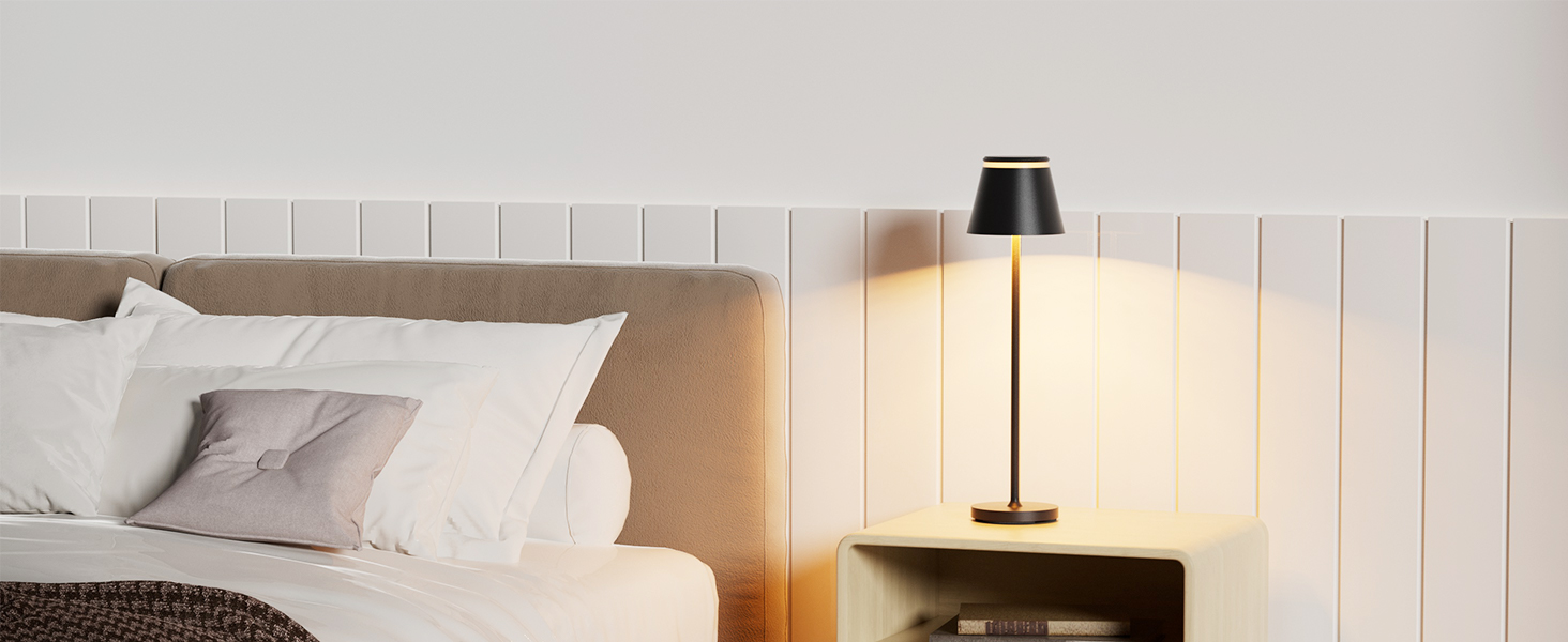 LED-лампа настільна бездротова Neoglint (2 шт) з бездротовою зарядкою та пультом ДУ, чорна