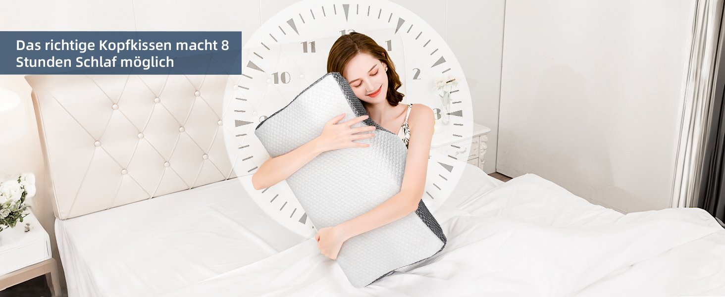 Ортопедична подушка для шиї IDEA з Memory Foam - для сну на боці, спині та животі, проти болю в шиї, 62x34.5x12/8 см