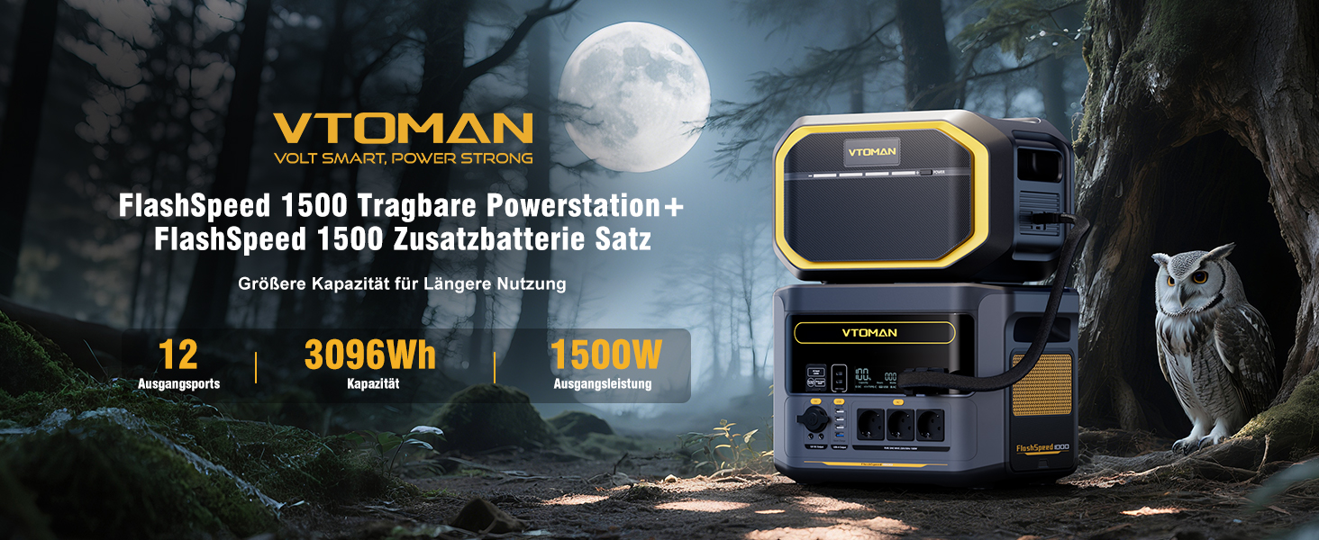 Портативна електростанція VTOMAN 1548Wh з LiFePO4 акумулятором - сонячний генератор з вихідною потужністю 1500W, для дому, кемпінгу, риболовлі