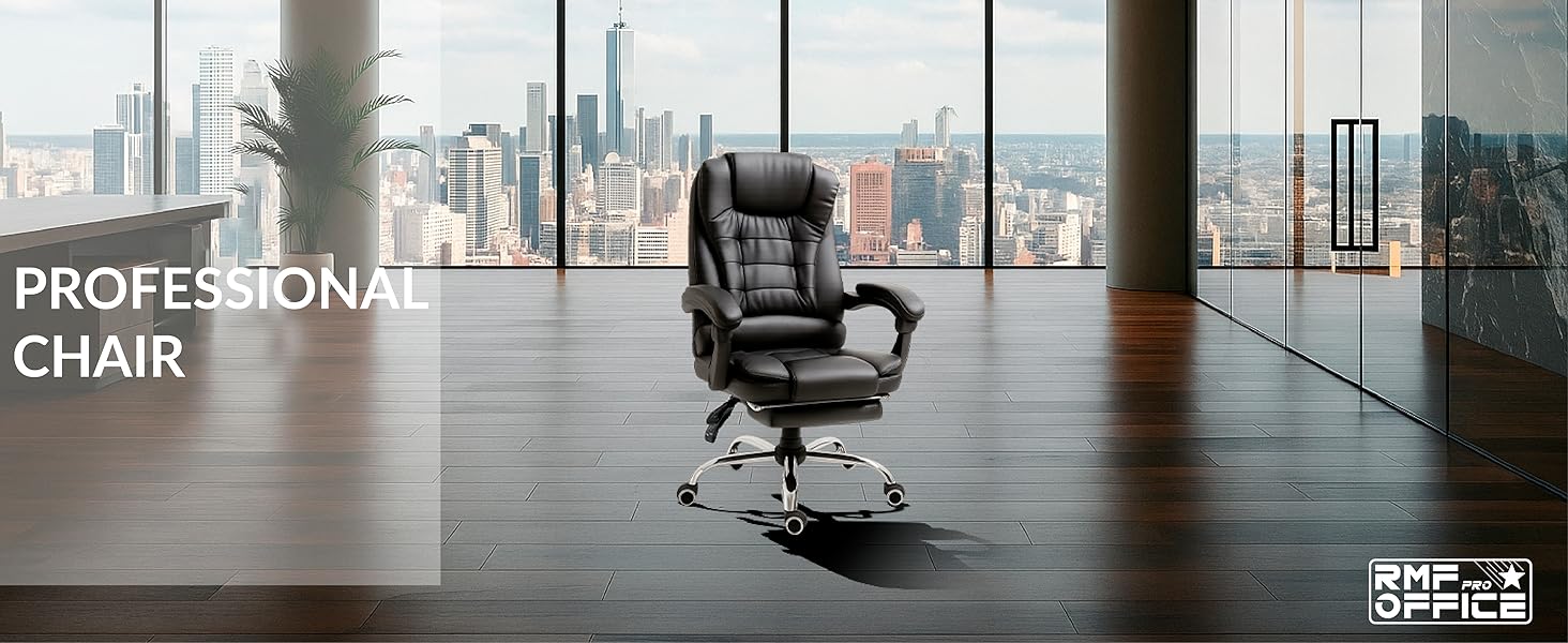 Ергономічне крісло для офісу RMF, регульоване, зручне та розслаблююче – крісло для робочого столу з підніжкою, обертове, регульоване по висоті, коричневе