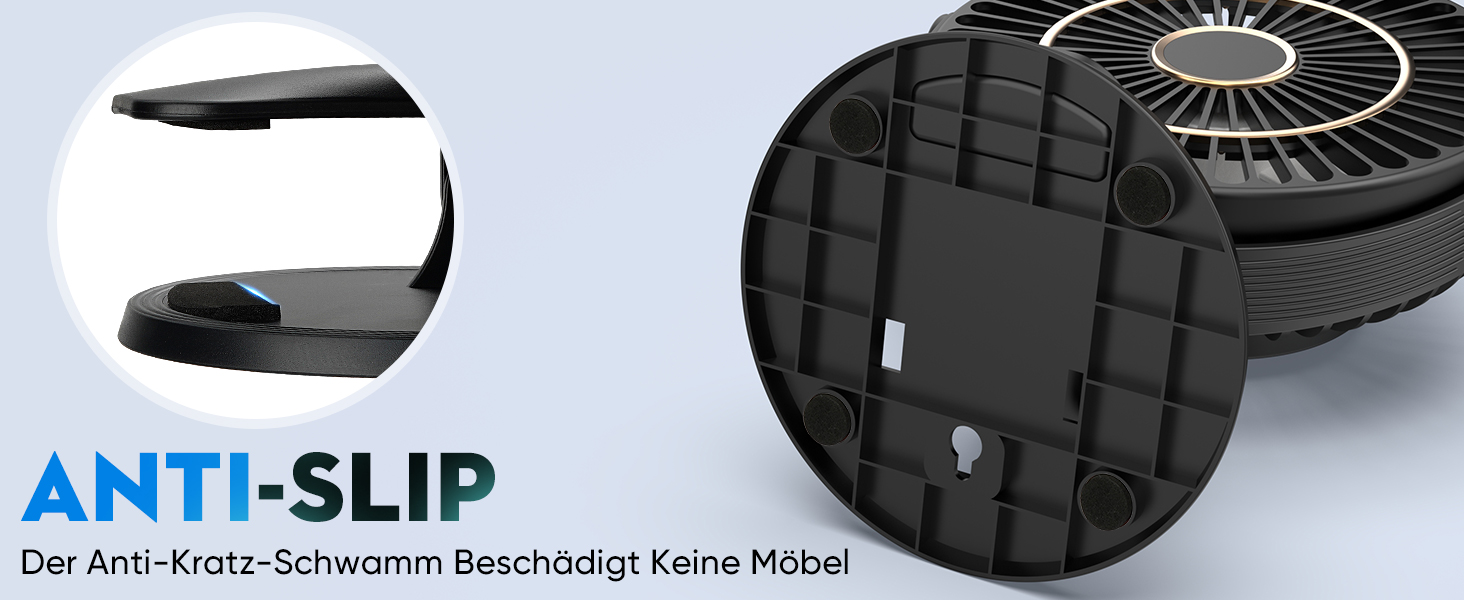 COZII Міні-вентилятор USB: кліпса на стіл, 720° поворот, 5 швидкостей, LED-дисплей. Портативний вентилятор для дому, офісу, дитячого візочка, подорожей - чорний