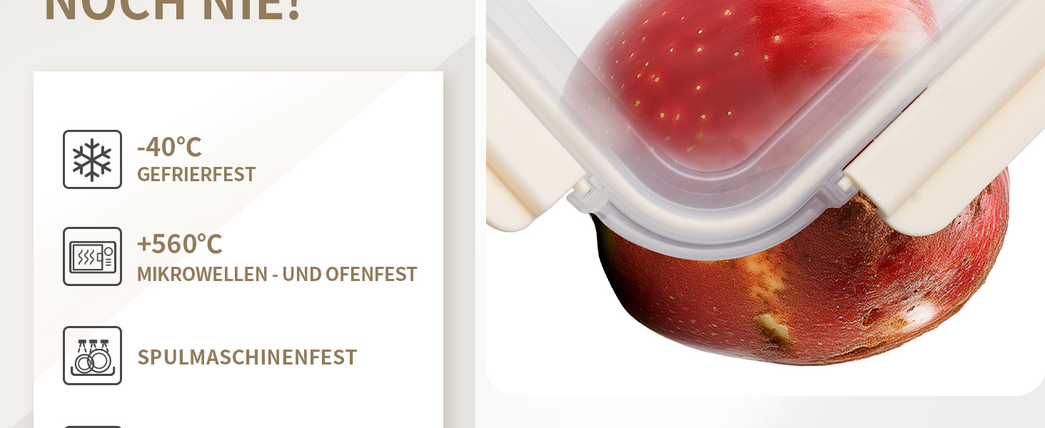 Набір контейнерів для зберігання їжі з кришками, 20 шт. (10 контейнерів, 10 кришок), миюча посуду, придатні для мікрохвильової печі та морозильної камери, герметичні, сучасні, для продуктів харчування, набір контейнерів для їжі (FE1537-cremig)