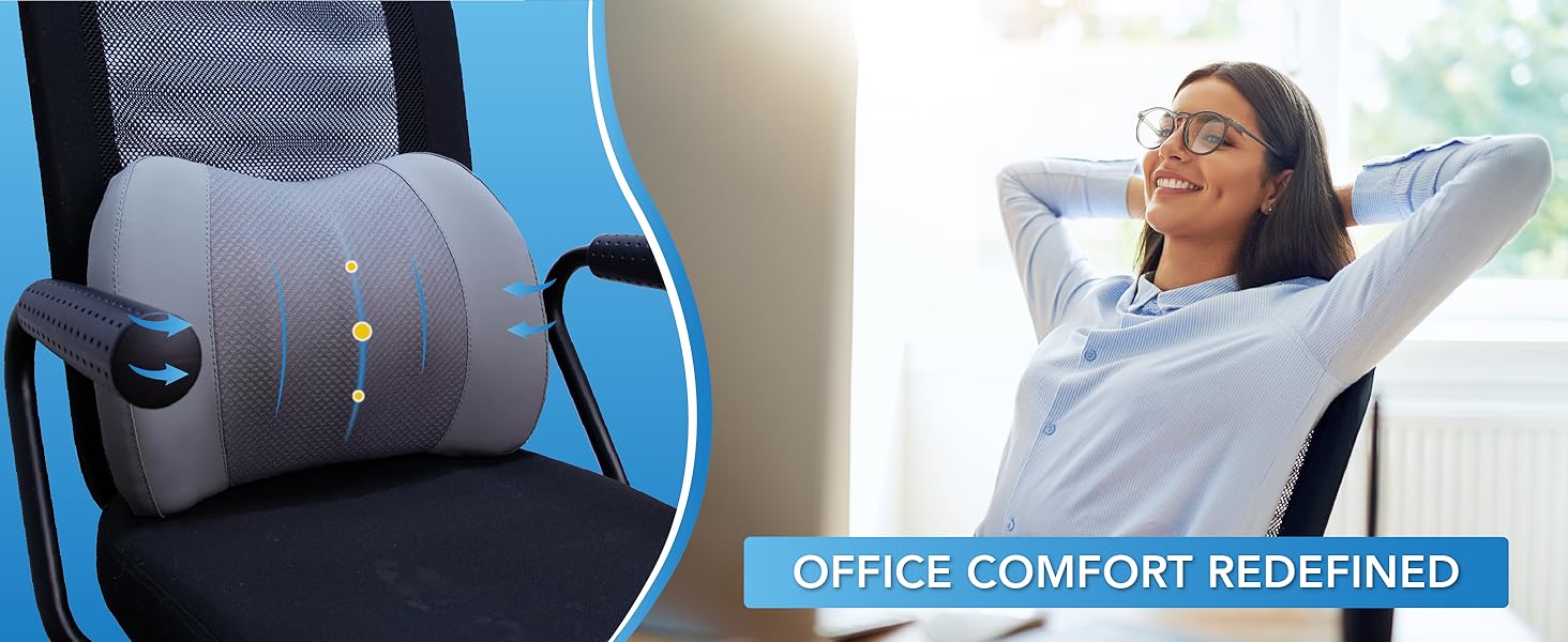 Подушка для підтримки попереку, Memory Foam, для зменшення болю в спині, для авто, офісу, інвалідного візка (Сірий)