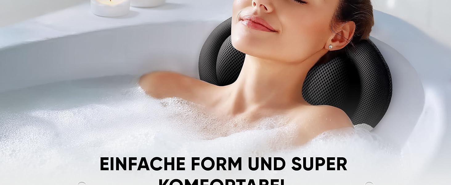 Преміум подушка для ванни XXL рожева | Додаткова підтримка для шиї та плечей | Швидковисихаюча, пральна подушка для ванни з 4 великими присосками | Подушка для ванни рожева (XX-Large, Чорний)