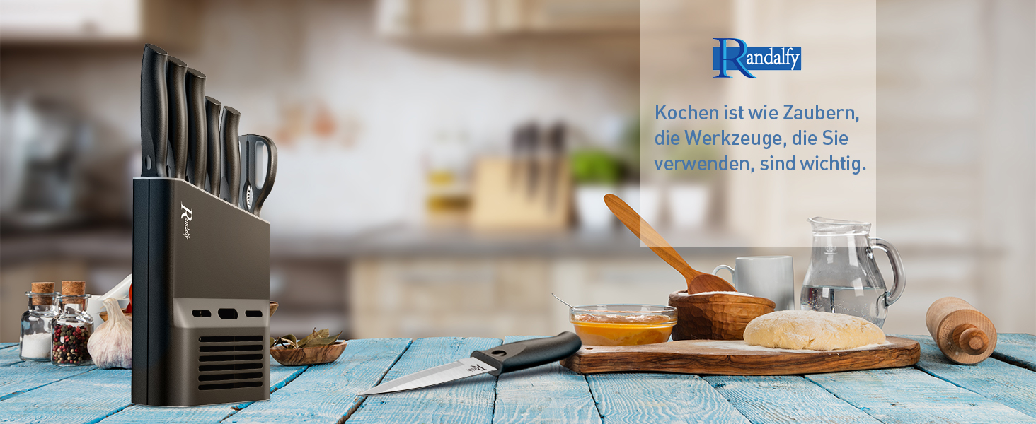 Набір ножів кухарських 7 предметів з бруском, кухонний набір ножів, ножа, ножиці, брусок для нарізки м'яса/овочів/фруктів, для нарізання, кубиків, шинкування (сріблястий)