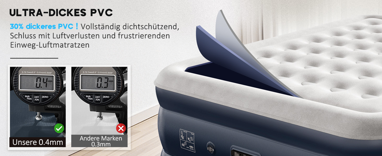 Надувний матрац NALONE для 2 осіб з самонадуваємою системою та вбудованим насосом, для кемпінгу та дому (Queen Size)