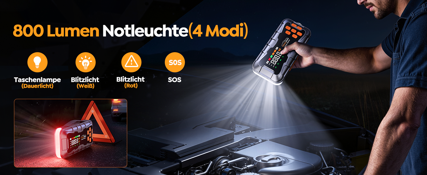 Powerbank 16 в 1 з компресором 160PSI, 27000mAh для авто: старт, світло, інструменти