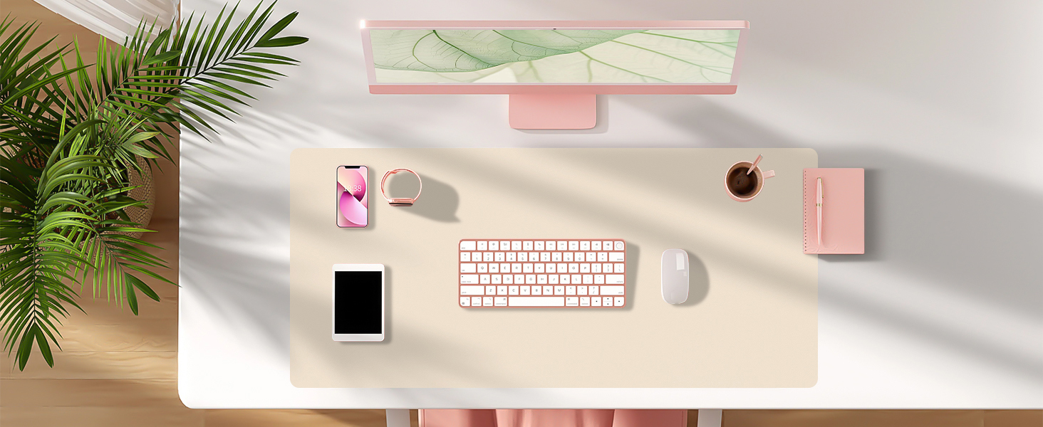 Килимок на стіл Niviy з екошкіри XXL (120x60 см), водонепроникний килимок для миші та захисна підкладка для офісу та дому, бежевий