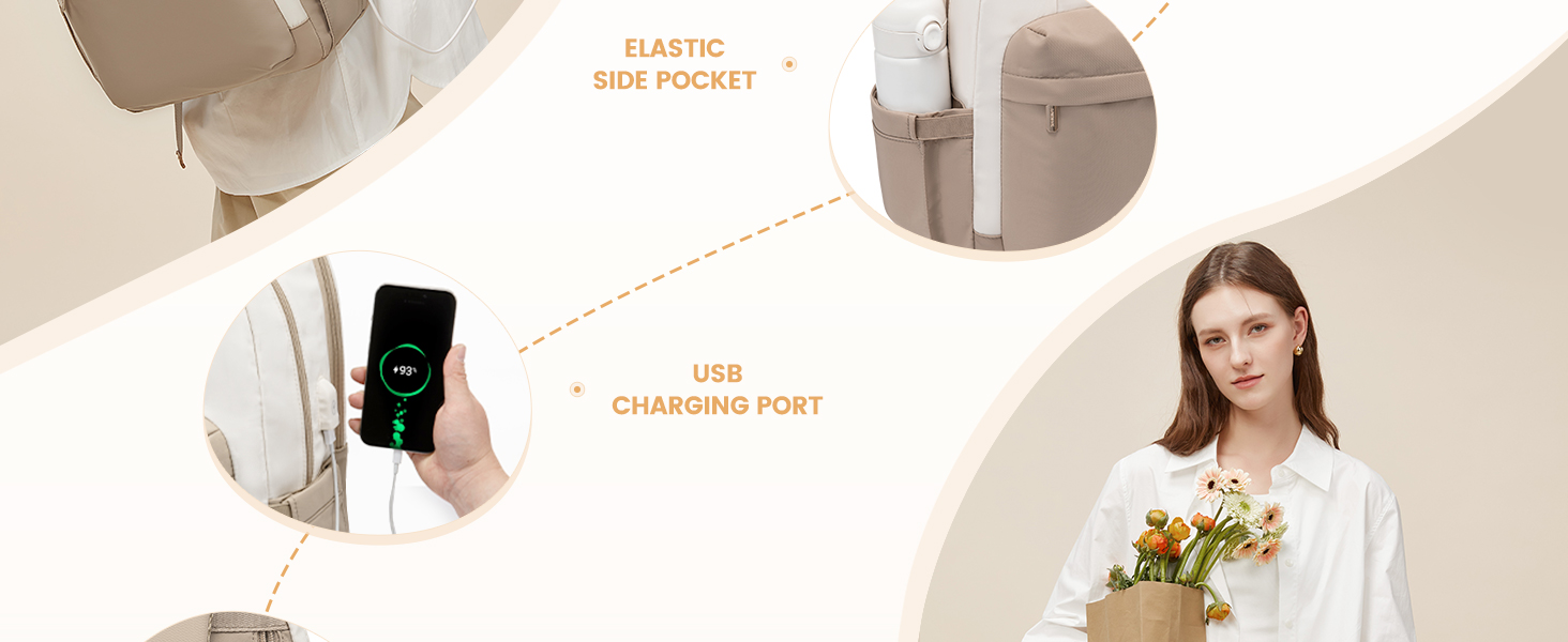 LOVEVOOK Рюкзак для жінок, 15.6 дюймів, рюкзак для школи, дівиччий рюкзак з відділенням для ноутбука, водонепроникний, для подорожей, роботи, навчання, рюкзак для університету, офісу, відпочинку, 15.6 дюймів, 1 світло-зелено-бежевий