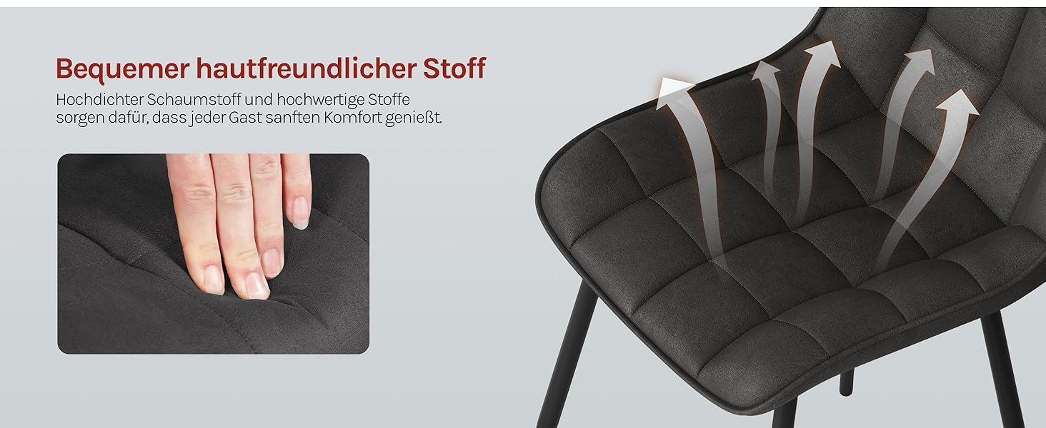 Стільці для їдальні WOLTU - кухонні стільці з м'якою спинкою та сидінням з льону, металеві ніжки, до 150 кг