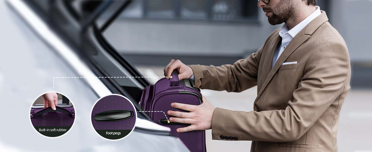 Набір валіз SHOWKOO Softshell 3 шт. (фіолетовий): 50.8, 61, 71.1 см, розширювані, з TSA-замком