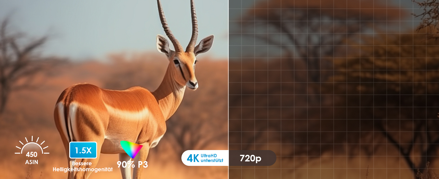 Розумний проєктор Beamer 4K Full HD 1080P, 25000 люмен, Android 11, WiFi 6, BT 5.2, обертовий штатив, для домашнього кінотеатру, сумісний з iOS/Android/Laptops, чорний