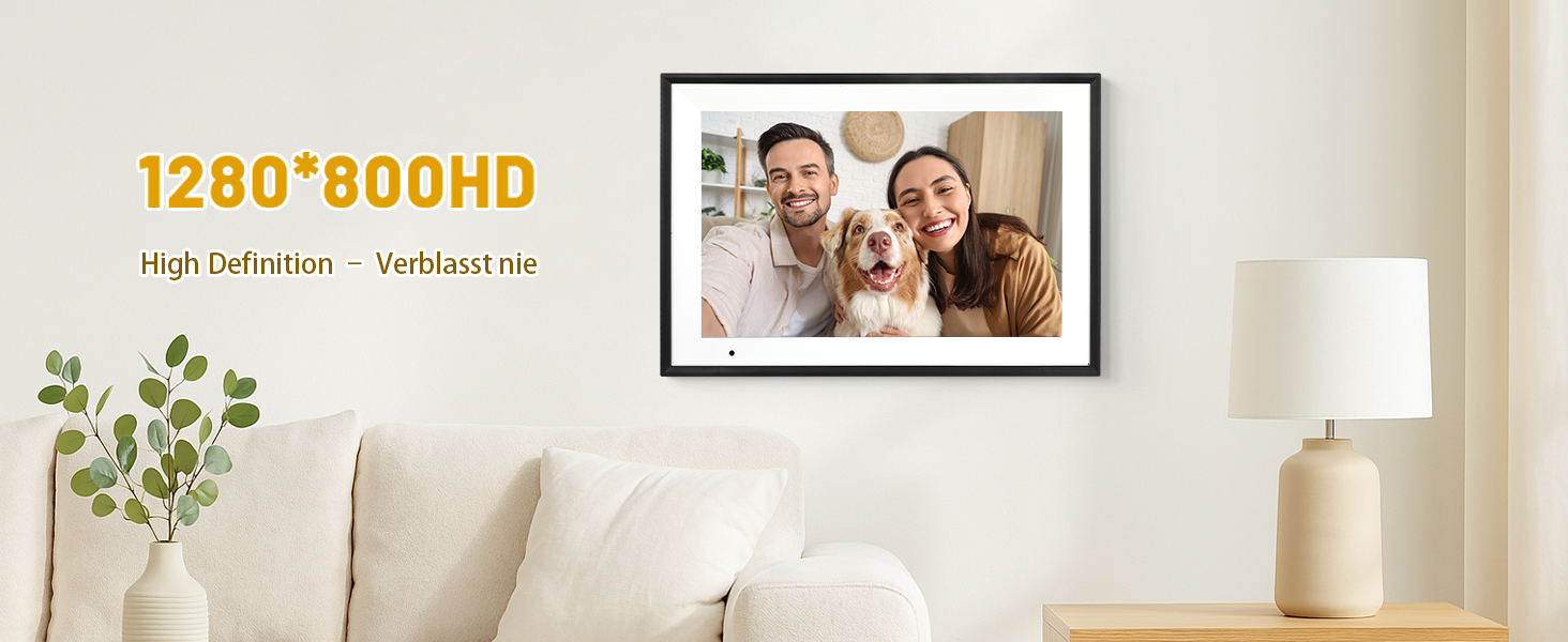 Цифровий фоторамка 10.1 дюйма з Wi-Fi, 32GB, IPS сенсорний екран, автоматичне обертання, чорний колір