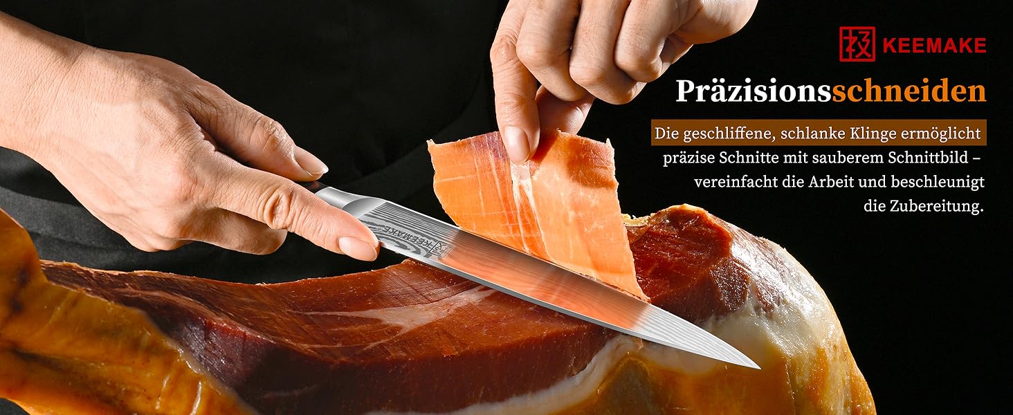 KEEMAKE Набір кухонних ножів Profi: кухонні ножі з нержавіючої сталі з захистом леза, гострі ножі шеф-кухаря та універсальні ножі для м'яса, овочів та риби (ніж для м'яса 20 см)
