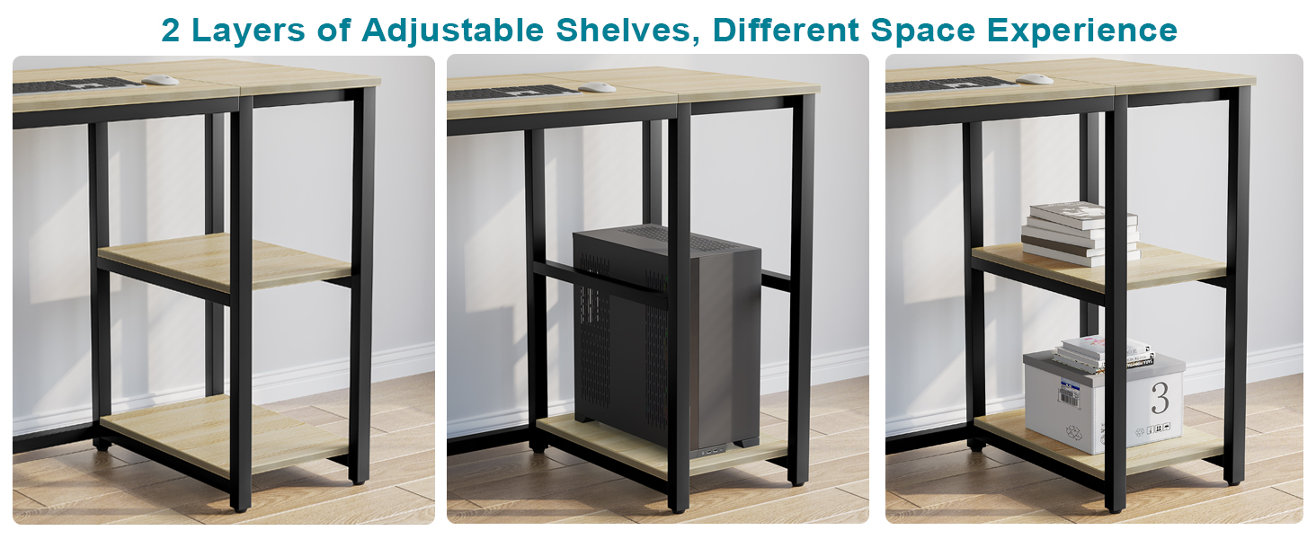 Комп'ютерний стіл WOHOMO білий 100см з місцем для зберігання, для дому та офісу, 60 x 120 см, бежевий