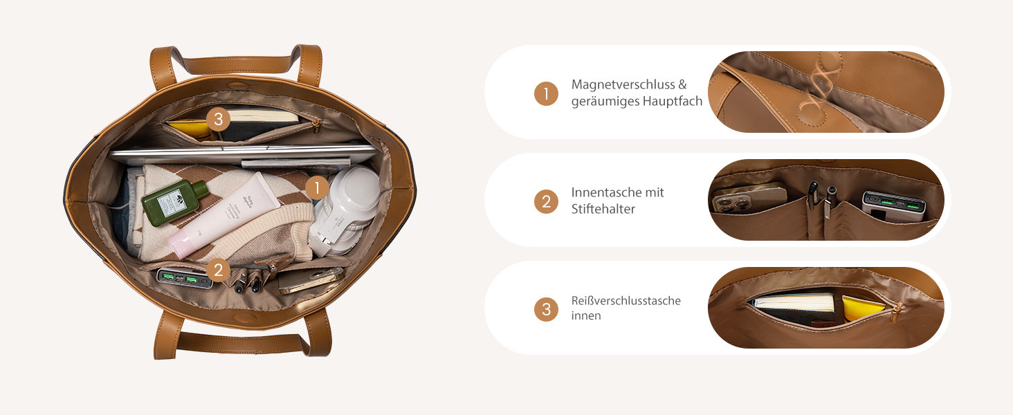 Сумка жіноча LOVEVOOK з натуральної шкіри, велика містка, на плече, тоут, для роботи та повсякденного використання, коричнева