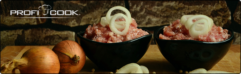 Електрична м'ясорубка Profi Cook PC-FW 1060: для м'яса, ковбас та домашнього начининня, з набором аксесуарів, 1000W