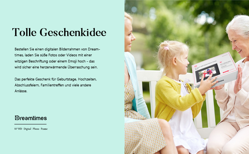 Цифровий фоторамка Dreamtimes 8 дюймів з Wi-Fi, IPS HD сенсорний екран, оновлена версія 2022, просте налаштування, діліться фото та відео через додаток AiMOR з будь-якого місця