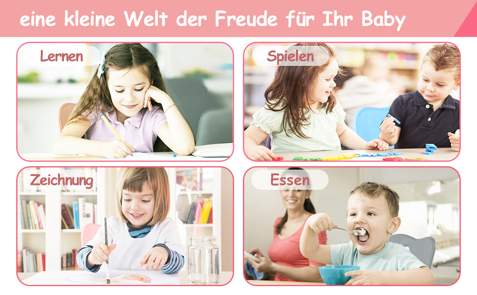 Дитячий стіл та стільці FUNLIO, регульовані по висоті, для дітей 3-8 років, рожеві, 3 шт. - 59.7 см x 59.7 см
