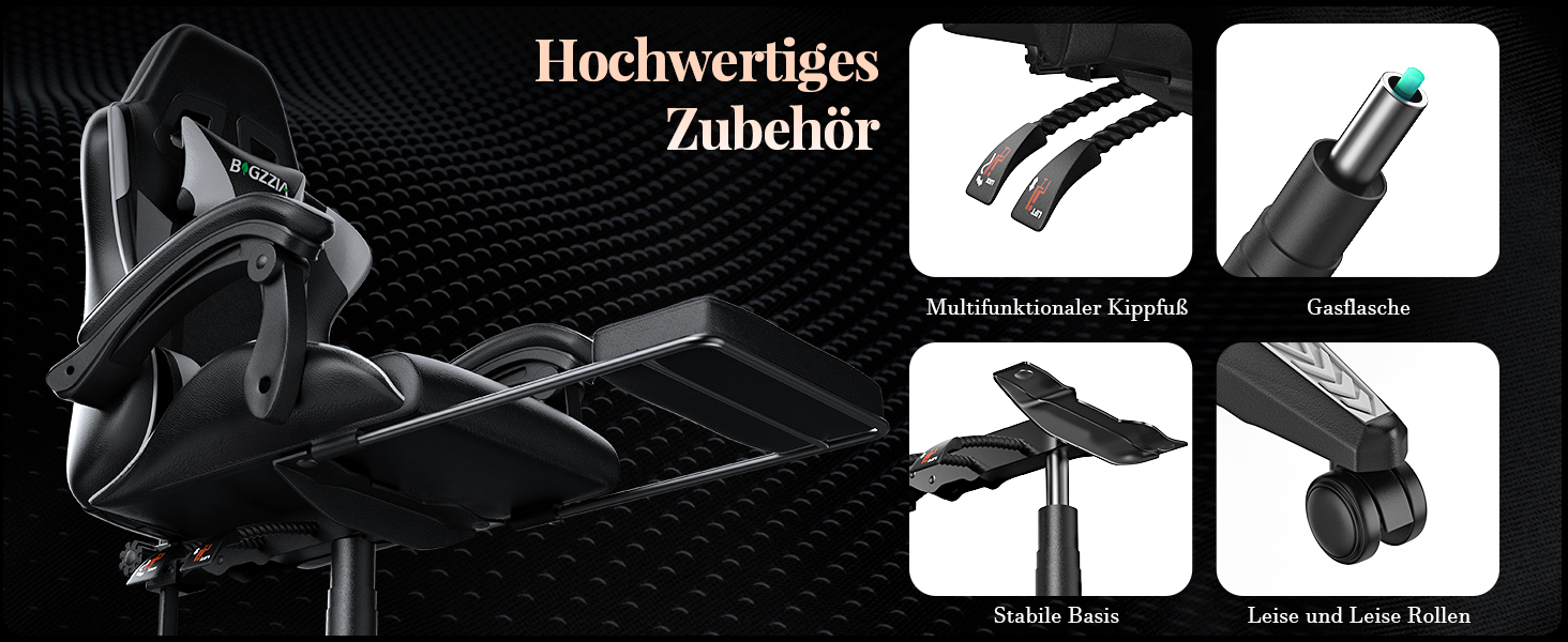 Ігровий крісло Bigzzia з масажем та підніжкою, ергономічний дизайн, регульована спинка 90-135°, з подушками для голови та попереку, білий