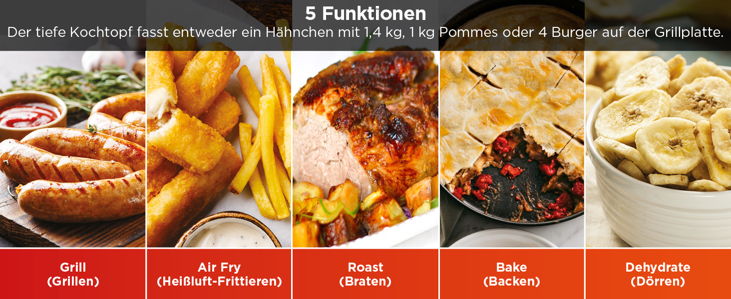 Мультигриль Ninja MAX 6-в-1 з фритюрницею, 3.8л, сірий/срібний, DG551EU