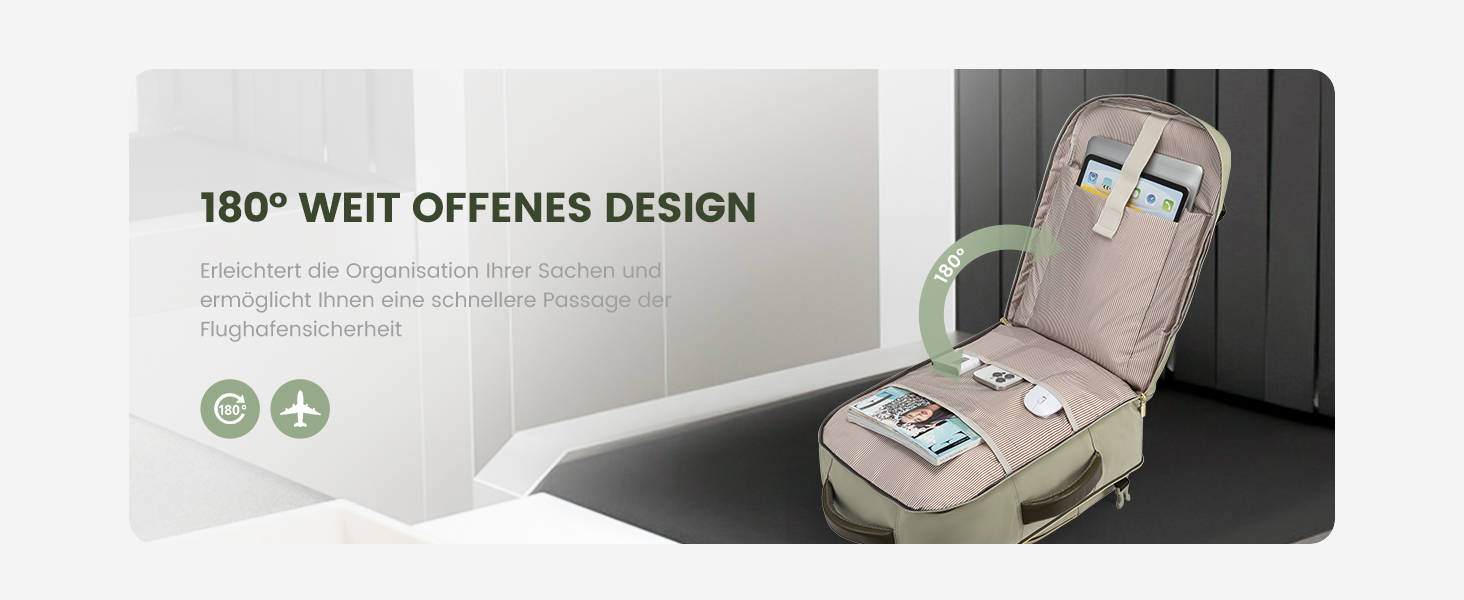 LOVEVOOK Рюкзак ручної поклажі, 40L, для подорожей, дамський, водонепроникний, для ноутбука 17 дюймів, кофр-рюкзак, для роботи, ділових поїздок, Weekender, оливково-зелений, світло-бежевий, оливково-зелений