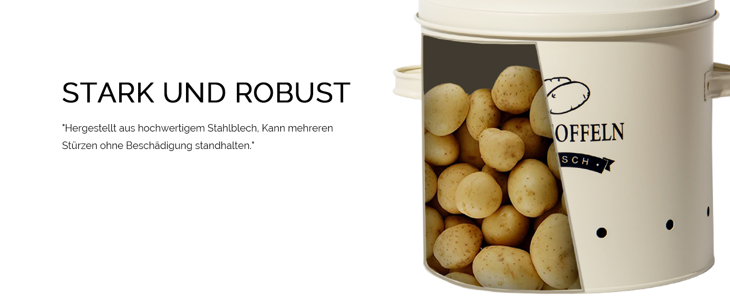 Набір контейнерів для картоплі Theo&Cleo, ретро дизайн, металевий контейнер для зберігання картоплі, кухове зберігання, бежевий колір