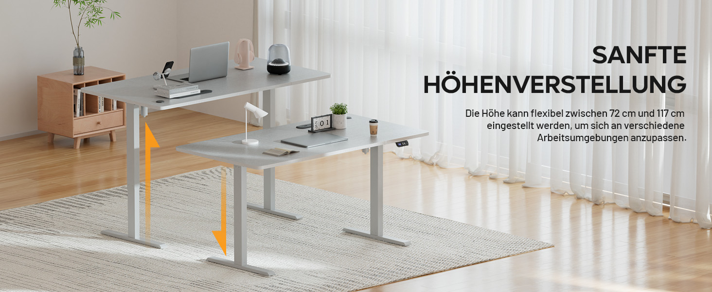 Електричний підйомний стіл HLONONE з USB-портом та розеткою, регульований комп'ютерний стіл з пам'яттю на 2 режими, 160 x 80 см, білий