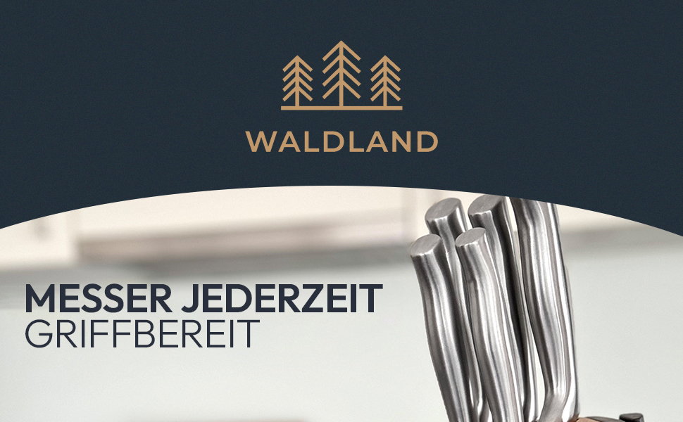 Набір ножів WALDLAND Premium: 7 предметів з бруском для точіння | Набір кухонних ножів з міцного дуба | Преміум якість