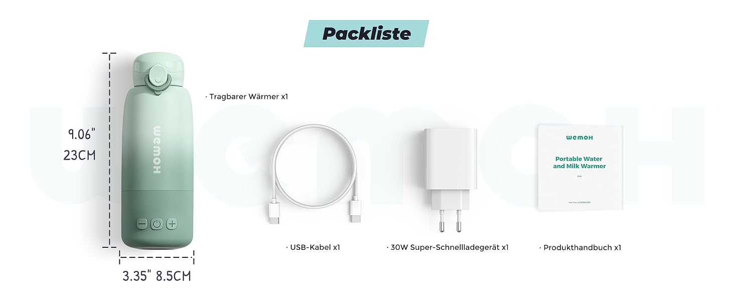 Портативний підігрівач для пляшечок Wemoh з самоочищенням, точним контролем температури, 450 мл та швидким нагрівом 100W для дитячого харчування та води