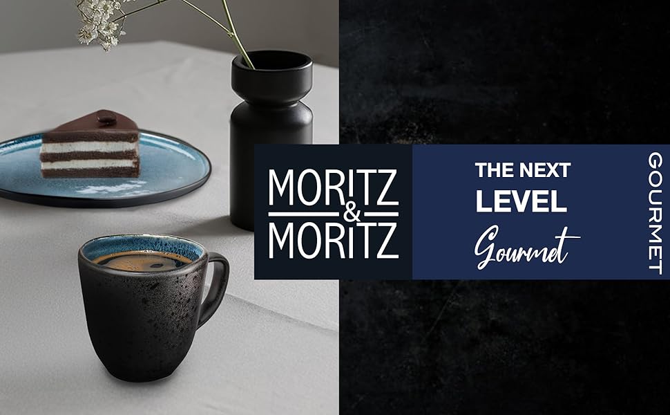 Набір керамічних чашок для кави Moritz & Moritz Organic Blue, 6 шт, синій градієнт, стійкі до миття в посудомийній машині