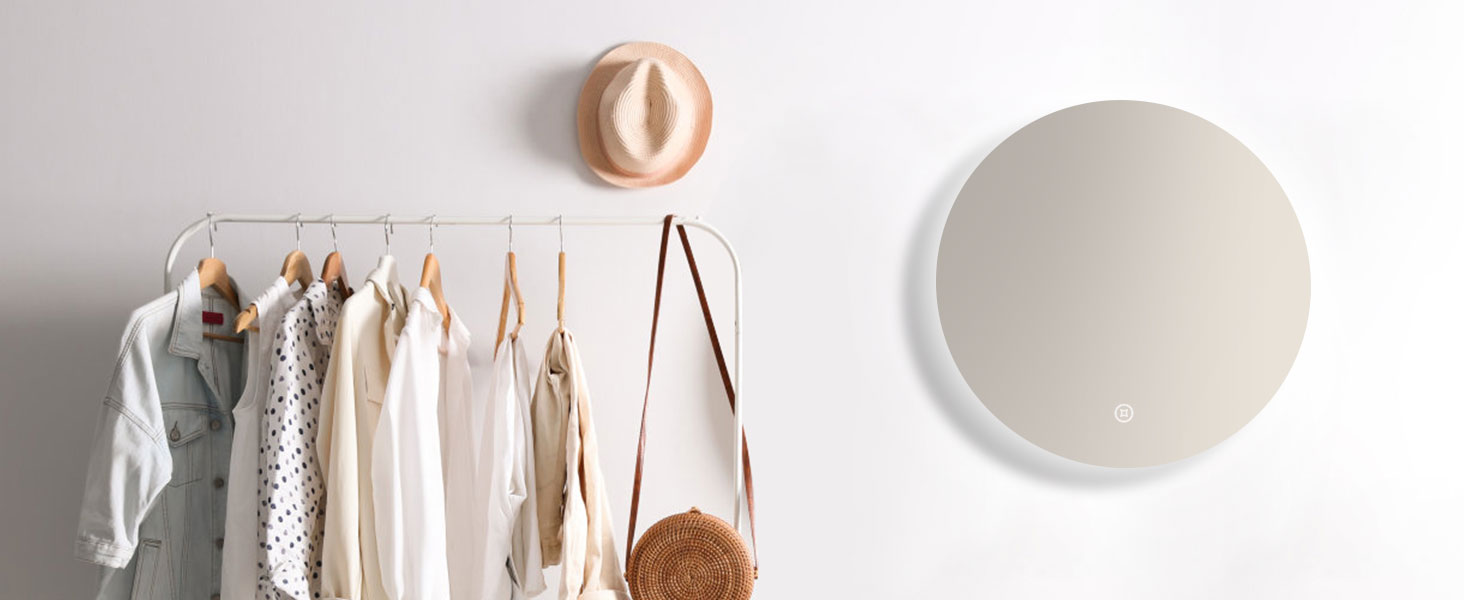 Круглий LED-дзеркало для ванної кімнати S'AFIELINA 60см з підсвічуванням та сенсорним вимикачем, регулювання кольору світла (тепле, нейтральне, холодне), диммування