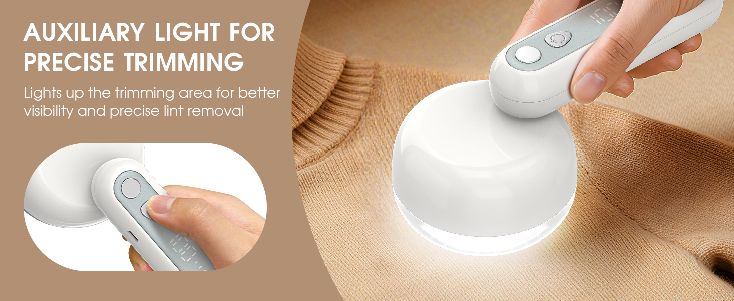 Електричний видальник ворсу 6-лезовий, перезаряджається, з індикатором заряду, для одягу, білий