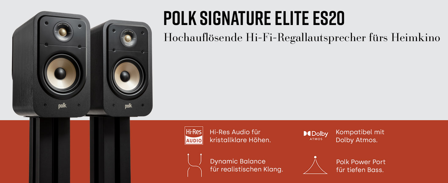 Поличкова акустика Polk Audio Signature Elite ES20, сумісна з Hi-Res, Dolby Atmos і DTSX, біла (пара)