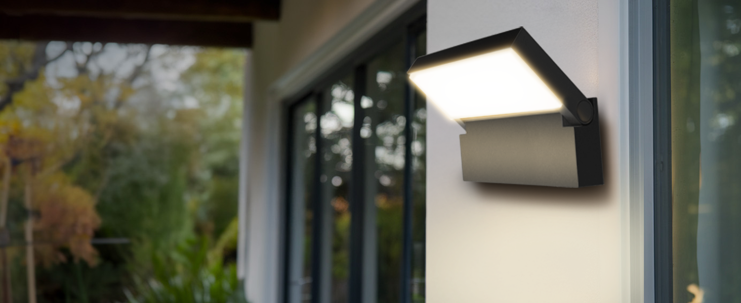 Світильник вуличний настінний LED EBION 18W, поворотний на 90°, водонепроникний IP54, алюміній, 4000K, антрацит