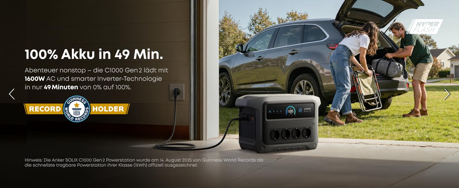 Anker SOLIX C1000 Gen 2: Портативна сонячна електростанція з панеллю 200W, 2000W (3000W пік), 1024Wh LiFePO₄, для резервного живлення