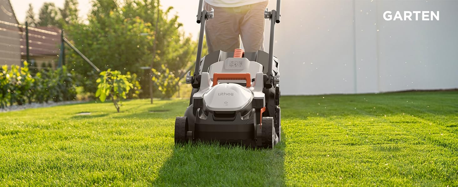 Акумуляторний газонокосарка Litheli 20V, ширина косіння 33 см, до 200 м², об'єм кошика 30 л, висота косіння 25-65 мм, з акумулятором 4.0 Ah