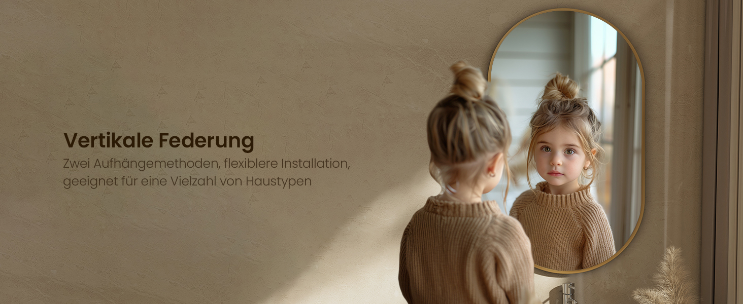 Дзеркало овальне EMKE Badspiegel Oval 45x60 см з золотим обрамленням для ванної кімнати